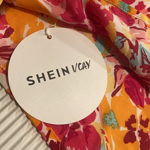 Floral 1 shoulder vacay top with bow SHEIN Curve 0XL - Picture 4 of 5